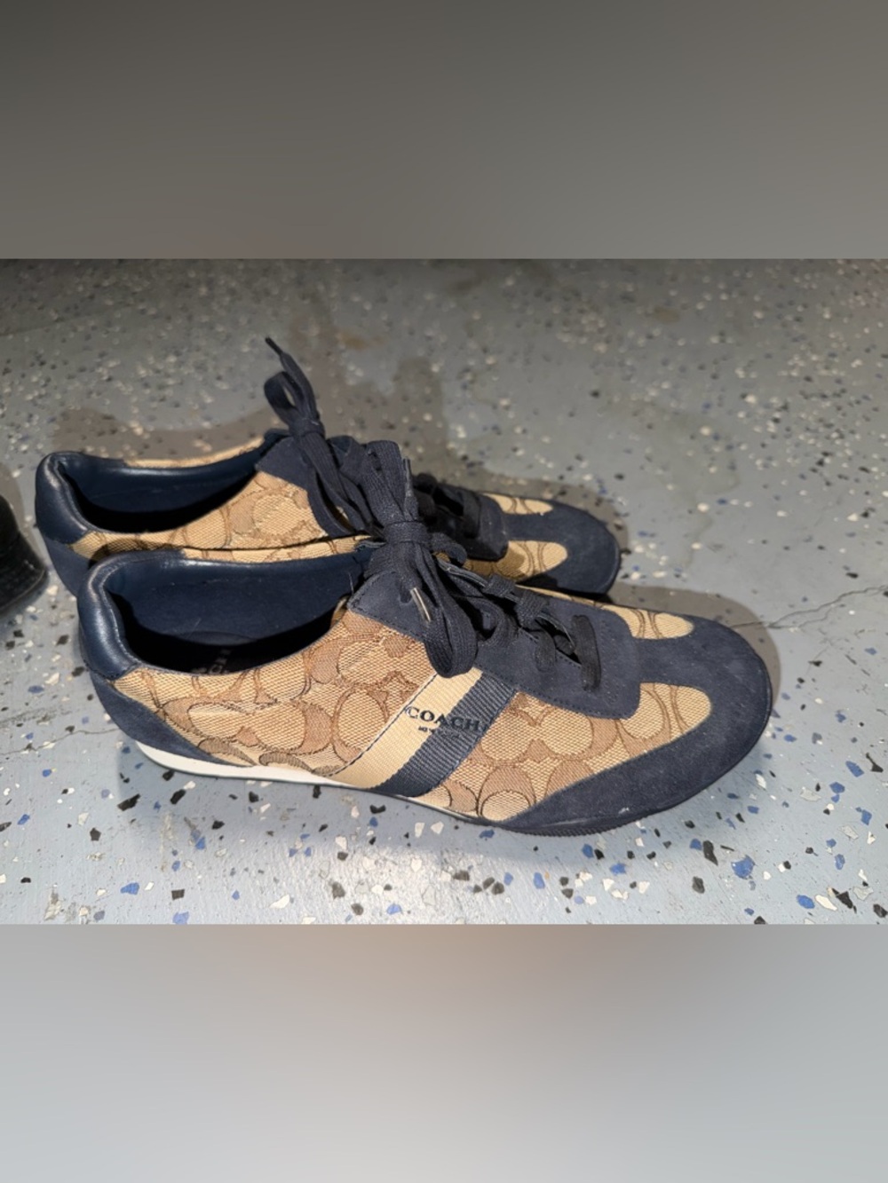 Coach Signature Canvas Sneakers in Brown and Navy